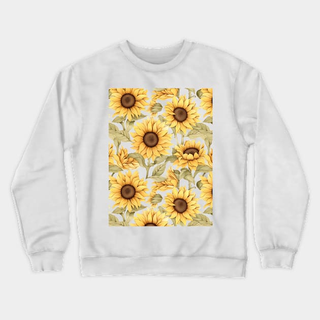 Sunflowers watercolor pattern #5 Crewneck Sweatshirt by RunAki